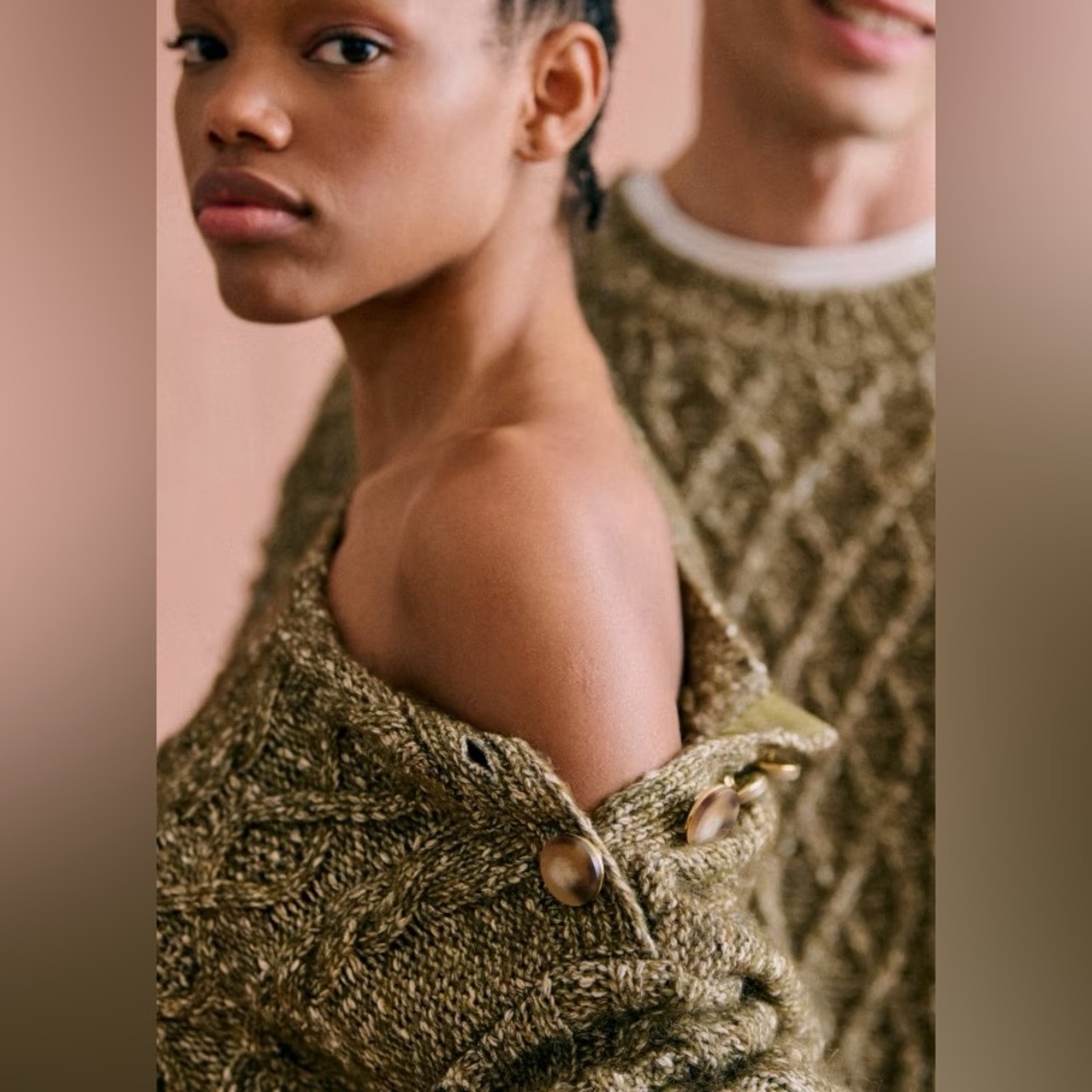 Sezane James Jumper Olive Chiné - Size S - Picture 7 of 16